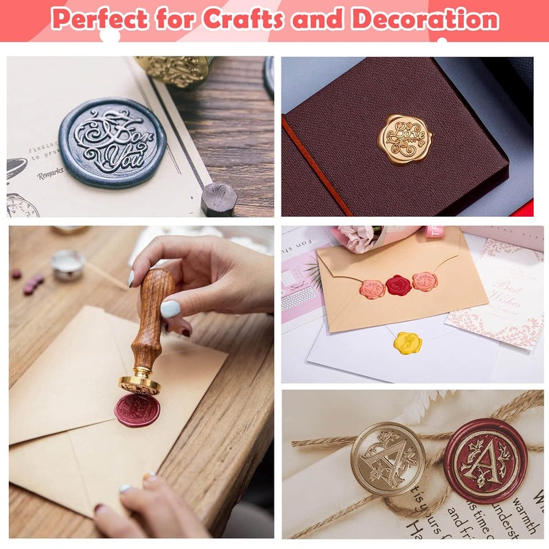 Caffox 1456Pcs Sealing Wax Beads Kit, Letter Wax Seal Stamp, 56 Colors - Image 5